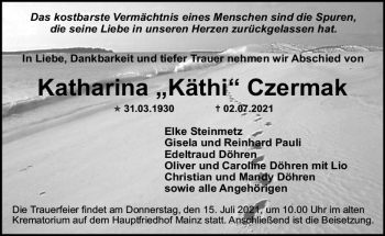 Traueranzeige von Katharina Czermak von vrm-trauer