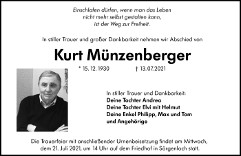Traueranzeige von Kurt Münzenberger von vrm-trauer