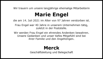 Traueranzeige von Marie Engel von vrm-trauer