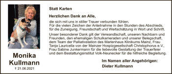 Traueranzeige von Monika Kullmann von vrm-trauer