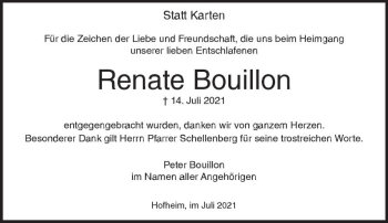 Traueranzeige von Renate Bouillon von vrm-trauer