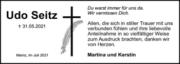 Traueranzeige von Udo Seitz von vrm-trauer