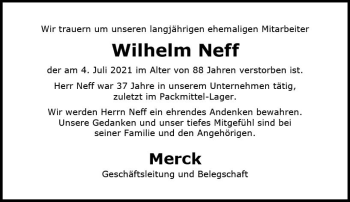 Traueranzeige von Wilhelm Neff von vrm-trauer