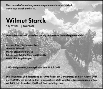 Traueranzeige von Wilmut Starck von vrm-trauer