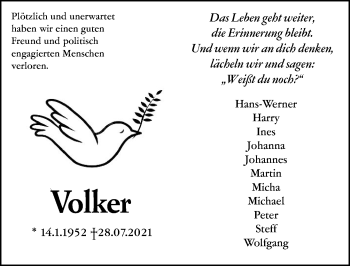 Traueranzeige von Volker Thielmann von VRM Tageszeitungen