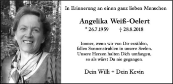 Traueranzeige von Angelika Weiß-Oelert von vrm-trauer