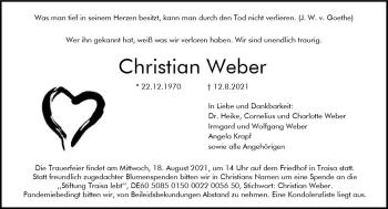 Traueranzeige von Christian Weber von vrm-trauer