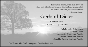 Traueranzeige von Gerhard Dieter von vrm-trauer