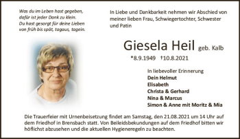 Traueranzeige von Giesela Heil von vrm-trauer
