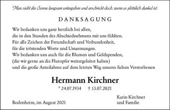Traueranzeige von Hermann Kirchner von vrm-trauer