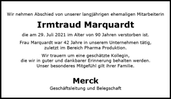 Traueranzeige von Irmtraud Marquardt von vrm-trauer