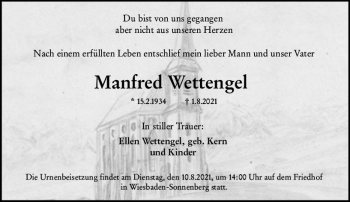 Traueranzeige von Manfred Wettengel von vrm-trauer