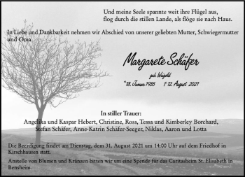 Traueranzeige von Margarete Schäfer von vrm-trauer