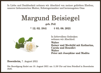 Traueranzeige von Margund Beisiegel von vrm-trauer
