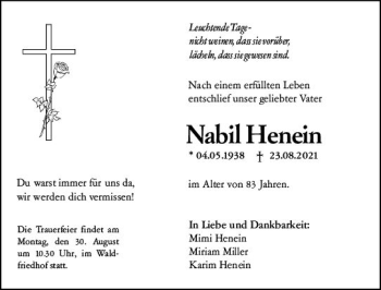 Traueranzeige von Nabil Henein von vrm-trauer