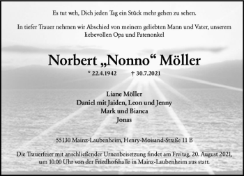 Traueranzeige von Norbert Möller von vrm-trauer