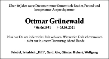 Traueranzeige von Ottmar Grünewald von vrm-trauer