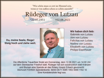 Traueranzeige von Rüdeger von Lutzau von vrm-trauer