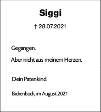 Traueranzeige von Siggi  von vrm-trauer