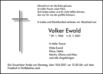 Traueranzeige von Volker Ewald von vrm-trauer