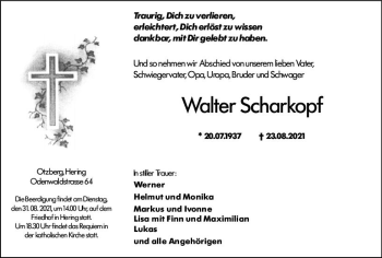 Traueranzeige von Walter Scharkopf von vrm-trauer