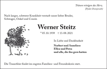 Traueranzeige von Werner Steitz von vrm-trauer