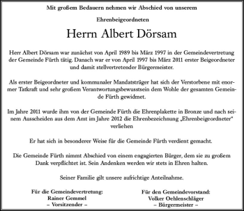Traueranzeige von Albert Dörsam von vrm-trauer
