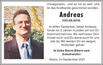 Traueranzeige von Andreas Schliephacke von vrm-trauer