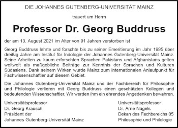 Traueranzeige von Georg Buddruss von vrm-trauer