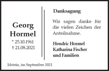 Traueranzeige von Georg Hormel von vrm-trauer