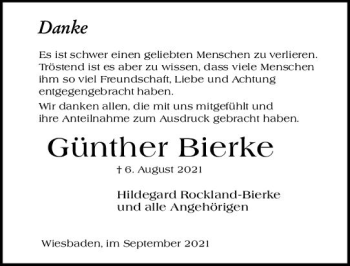 Traueranzeige von Günther Bierke von vrm-trauer