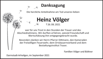 Traueranzeige von Heinz Völger von vrm-trauer