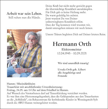 Traueranzeige von Hermann Orth von vrm-trauer