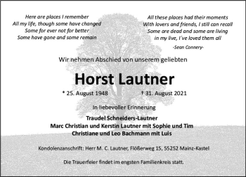 Traueranzeige von Horst Lautner von vrm-trauer