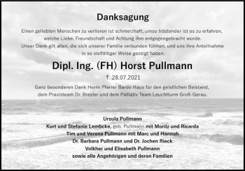 Traueranzeige von Horst Pullmann von vrm-trauer