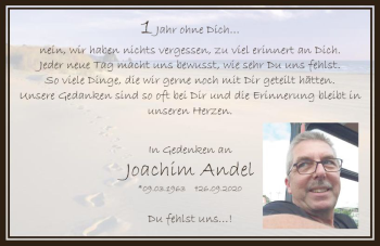 Traueranzeige von Joachim Andel von vrm-trauer