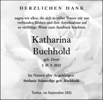 Traueranzeige von Katharina Buchhold von vrm-trauer