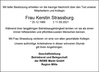 Traueranzeige von Kerstin Strassburg von vrm-trauer