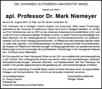 Traueranzeige von Mark Niemeyer von vrm-trauer