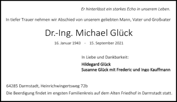 Traueranzeige von Michael Glück von vrm-trauer