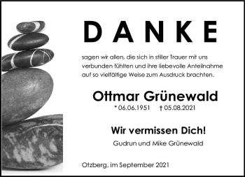 Traueranzeige von Ottmar Grünewald von vrm-trauer