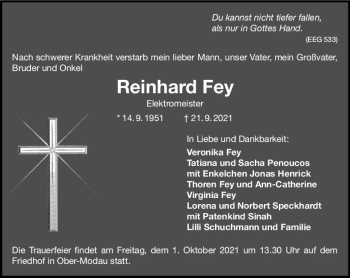 Traueranzeige von Reinhard Fey von vrm-trauer