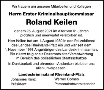 Traueranzeige von Roland Keilen von vrm-trauer