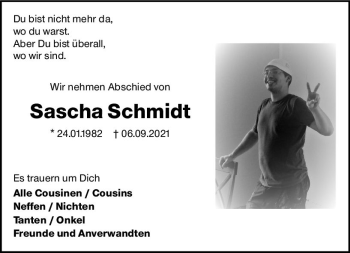 Traueranzeige von Sascha Schmidt von vrm-trauer