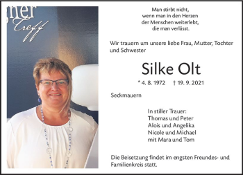 Traueranzeige von Silke Olt von vrm-trauer