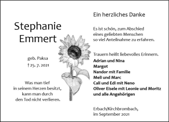 Traueranzeige von Stephanie Emmert von vrm-trauer