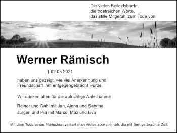 Traueranzeige von Werner Rämisch von vrm-trauer