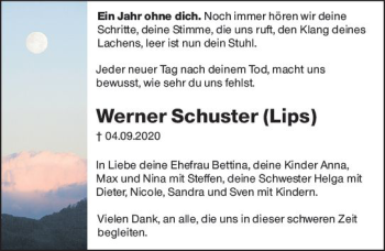 Traueranzeige von Werner Schuster von vrm-trauer