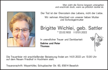 Traueranzeige von Brigitte Wichlei von  Gestaltungspauschale
