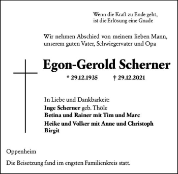 Traueranzeige von Egon-Gerold Scherner von vrm-trauer AZ Mainz